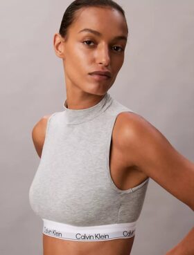 Bralette con collo alto leggermente foderata in cotone e Modal Icon