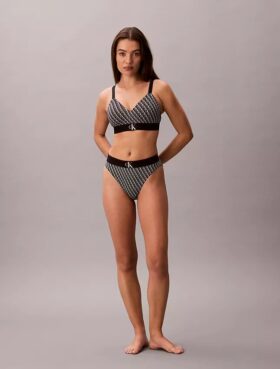 Bralette elasticizzata in Microfiber con Monogram grafico e leggera fodera
