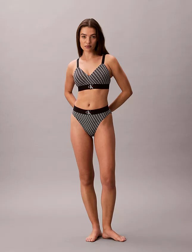Bralette elasticizzata in Microfiber con Monogram grafico e leggera fodera Bralette elasticizzata in Microfiber con Monogram grafico e leggera fodera