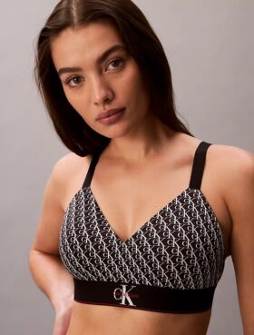 Bralette elasticizzata in Microfiber con Monogram grafico e leggera fodera
