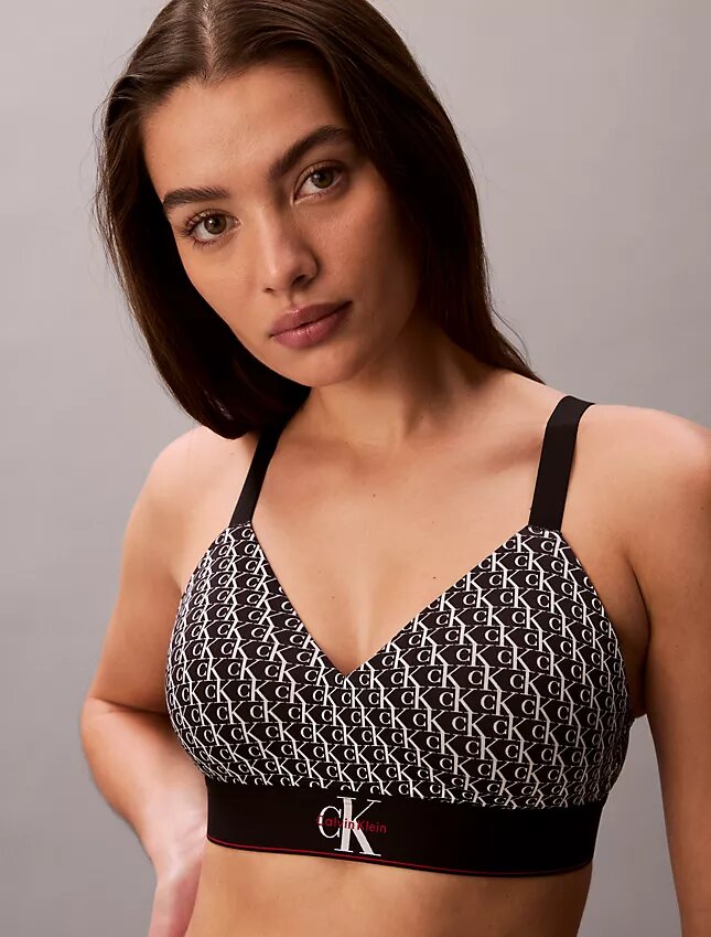 Bralette elasticizzata in Microfiber con Monogram grafico e leggera fodera Bralette elasticizzata in Microfiber con Monogram grafico e leggera fodera