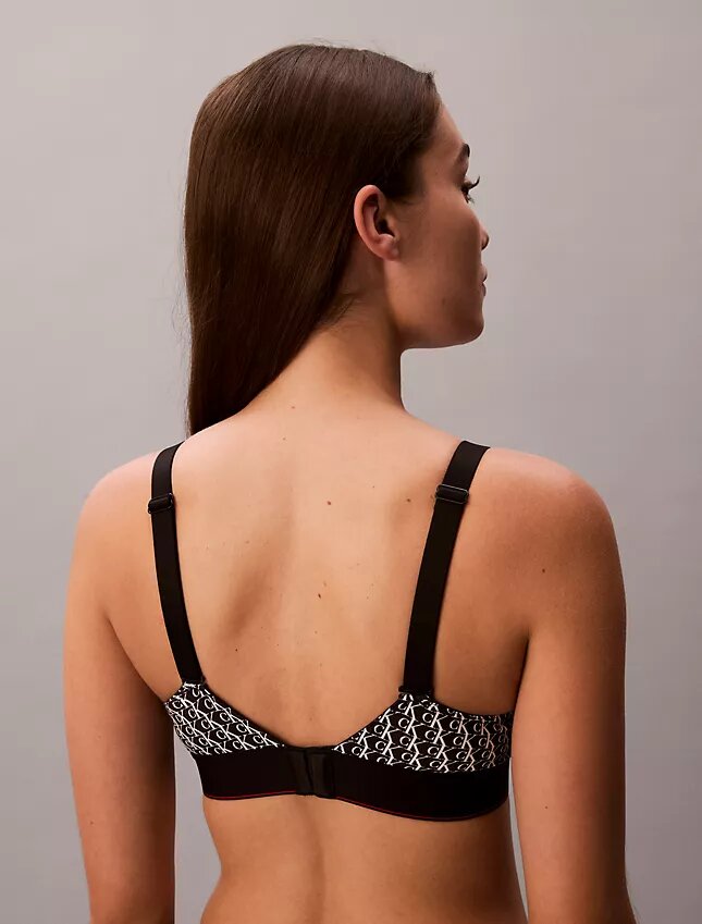 Bralette elasticizzata in Microfiber con Monogram grafico e leggera fodera Bralette elasticizzata in Microfiber con Monogram grafico e leggera fodera