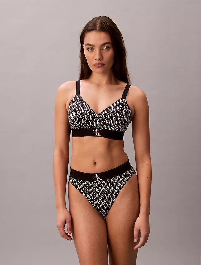 Bralette elasticizzata in Microfiber con Monogram grafico e leggera fodera Bralette elasticizzata in Microfiber con Monogram grafico e leggera fodera