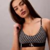 Bralette elasticizzata in Microfiber con Monogram grafico, Unlined Bralette elasticizzata in Microfiber con Monogram grafico, Unlined