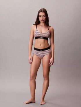 Bralette elasticizzata in Microfiber con Monogram grafico, Unlined