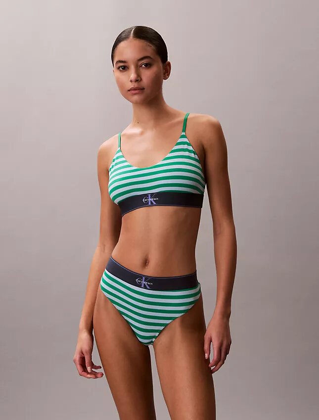 Bralette elasticizzata in Microfiber con Monogram grafico, Unlined Bralette elasticizzata in Microfiber con Monogram grafico, Unlined