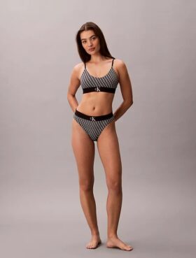 Bralette elasticizzata in Microfiber con Monogram grafico, Unlined