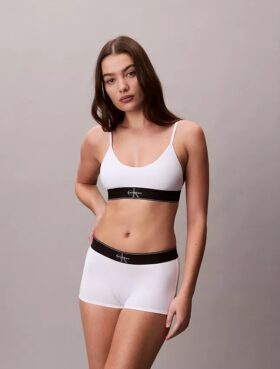 Bralette elasticizzata in Microfiber con Monogram grafico, Unlined