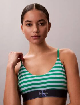 Bralette elasticizzata in Microfiber con Monogram grafico, Unlined
