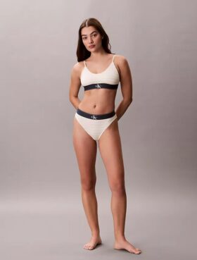 Bralette elasticizzata in Microfiber con Monogram grafico, Unlined