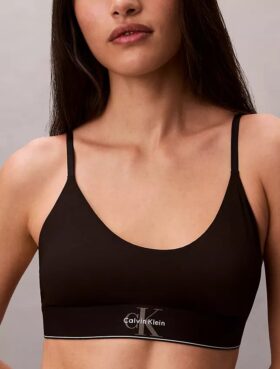 Bralette elasticizzata in Microfiber con Monogram grafico, Unlined
