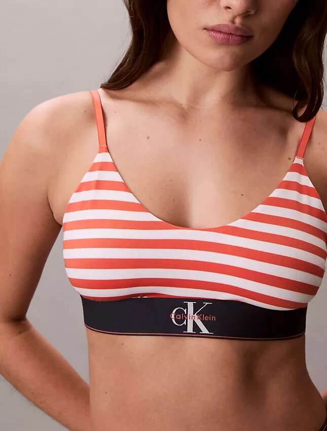 Bralette elasticizzata in Microfiber con Monogram grafico, Unlined Bralette elasticizzata in Microfiber con Monogram grafico, Unlined