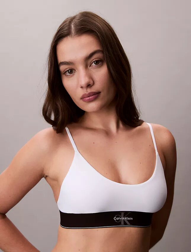 Bralette elasticizzata in Microfiber con Monogram grafico, Unlined Bralette elasticizzata in Microfiber con Monogram grafico, Unlined
