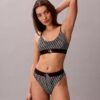 Bralette elasticizzata in Microfiber con Monogram grafico, Unlined Bralette elasticizzata in Microfiber con Monogram grafico, Unlined