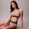 Bralette elasticizzata in Microfiber con Monogram grafico, Unlined Bralette elasticizzata in Microfiber con Monogram grafico, Unlined