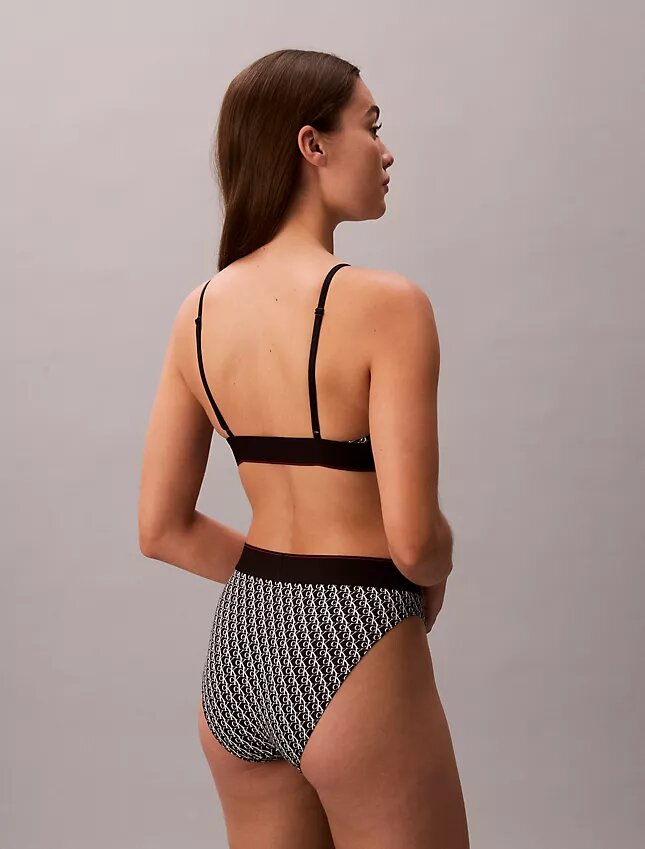 Bralette elasticizzata in Microfiber con Monogram grafico, Unlined Bralette elasticizzata in Microfiber con Monogram grafico, Unlined