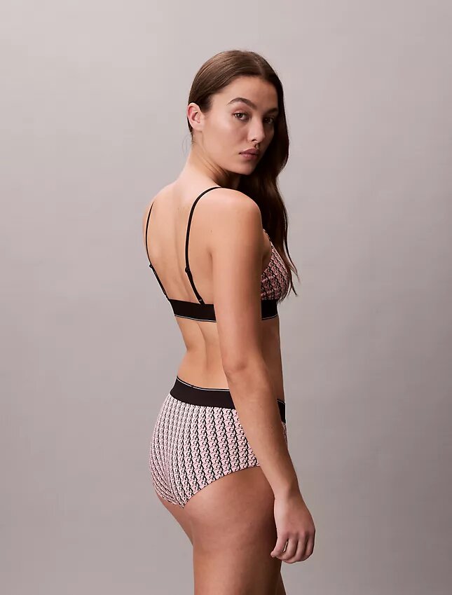 Bralette elasticizzata in Microfiber con Monogram grafico, Unlined Bralette elasticizzata in Microfiber con Monogram grafico, Unlined