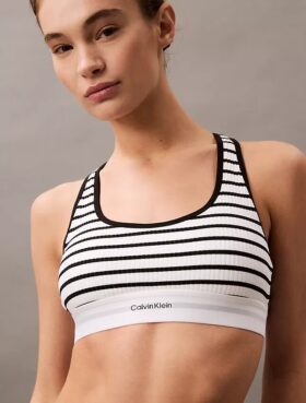 Bralette in cotone Modal elasticizzato a coste, leggermente foderata
