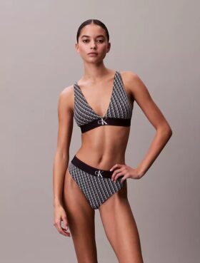 Bralette triangolare elasticizzata in Microfiber con Monogram grafico e leggera fodera Bralette triangolare elasticizzata in Microfiber con Monogram grafico e leggera fodera