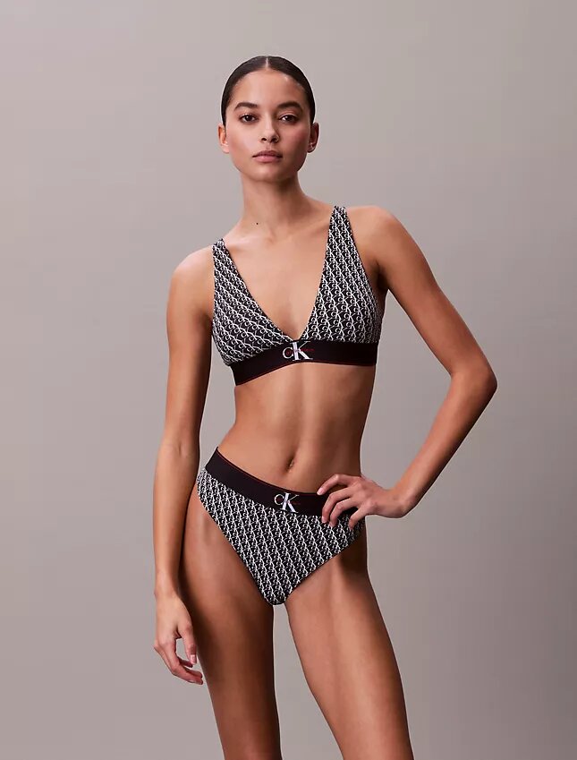 Bralette triangolare elasticizzata in Microfiber con Monogram grafico e leggera fodera Bralette triangolare elasticizzata in Microfiber con Monogram grafico e leggera fodera