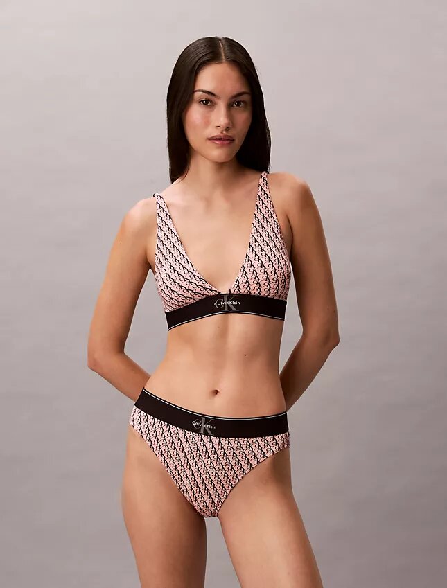 Bralette triangolare elasticizzata in Microfiber con Monogram grafico e leggera fodera Bralette triangolare elasticizzata in Microfiber con Monogram grafico e leggera fodera