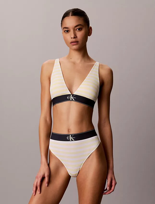Bralette triangolare elasticizzata in Microfiber con Monogram grafico e leggera fodera Bralette triangolare elasticizzata in Microfiber con Monogram grafico e leggera fodera