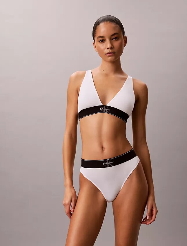 Bralette triangolare elasticizzata in Microfiber con Monogram grafico e leggera fodera Bralette triangolare elasticizzata in Microfiber con Monogram grafico e leggera fodera