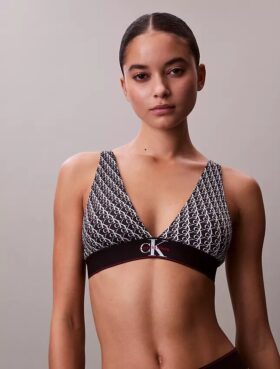Bralette triangolare elasticizzata in Microfiber con Monogram grafico e leggera fodera Bralette triangolare elasticizzata in Microfiber con Monogram grafico e leggera fodera
