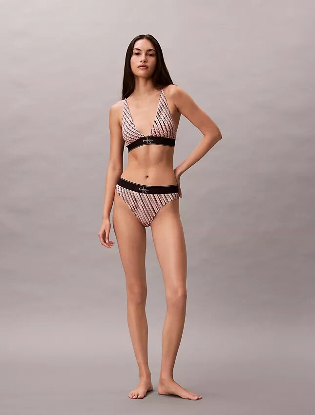 Bralette triangolare elasticizzata in Microfiber con Monogram grafico e leggera fodera Bralette triangolare elasticizzata in Microfiber con Monogram grafico e leggera fodera