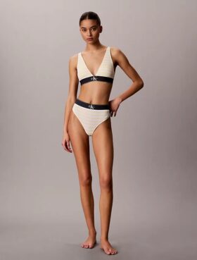 Bralette triangolare elasticizzata in Microfiber con Monogram grafico e leggera fodera Bralette triangolare elasticizzata in Microfiber con Monogram grafico e leggera fodera