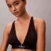 Bralette triangolare elasticizzata in Microfiber con Monogram grafico e leggera fodera Bralette triangolare elasticizzata in Microfiber con Monogram grafico e leggera fodera