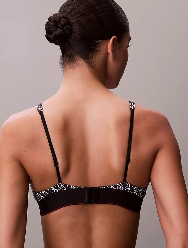 Bralette triangolare elasticizzata in Microfiber con Monogram grafico e leggera fodera Bralette triangolare elasticizzata in Microfiber con Monogram grafico e leggera fodera