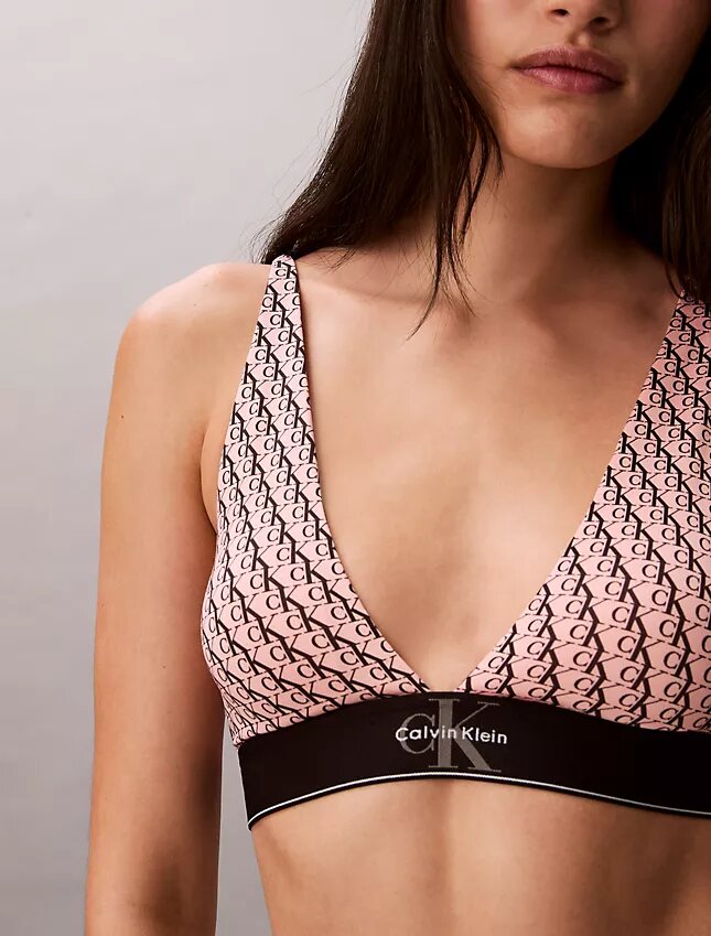 Bralette triangolare elasticizzata in Microfiber con Monogram grafico e leggera fodera Bralette triangolare elasticizzata in Microfiber con Monogram grafico e leggera fodera