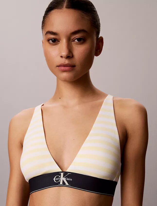 Bralette triangolare elasticizzata in Microfiber con Monogram grafico e leggera fodera Bralette triangolare elasticizzata in Microfiber con Monogram grafico e leggera fodera
