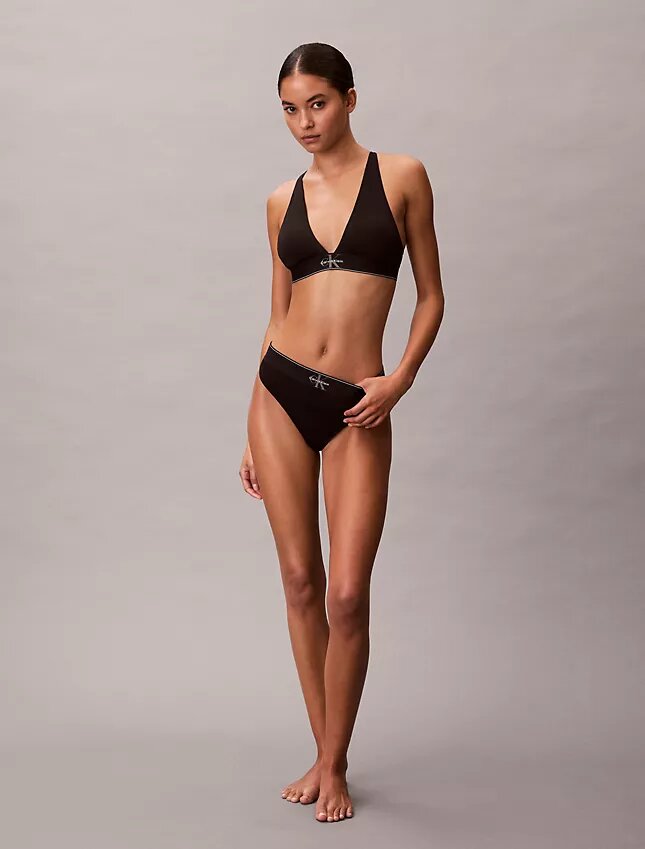 Bralette triangolare elasticizzata in Microfiber con Monogram grafico e leggera fodera Bralette triangolare elasticizzata in Microfiber con Monogram grafico e leggera fodera