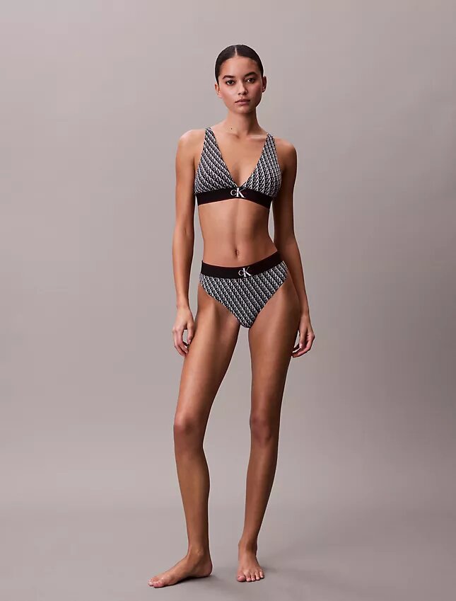 Bralette triangolare elasticizzata in Microfiber con Monogram grafico e leggera fodera Bralette triangolare elasticizzata in Microfiber con Monogram grafico e leggera fodera
