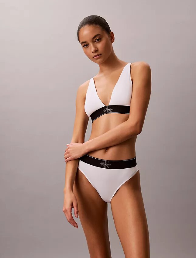 Bralette triangolare elasticizzata in Microfiber con Monogram grafico e leggera fodera Bralette triangolare elasticizzata in Microfiber con Monogram grafico e leggera fodera