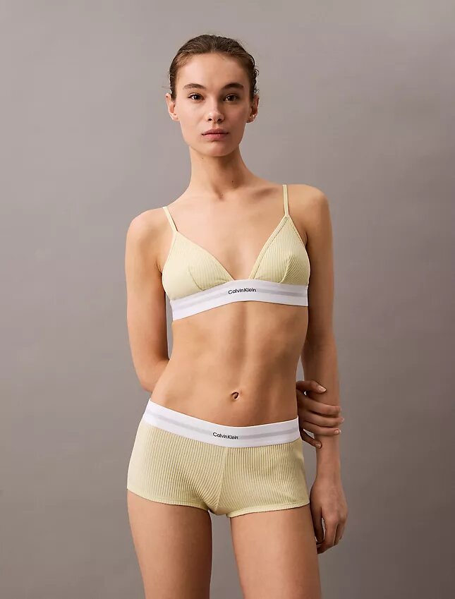 Bralette triangolare Unlined in cotone Modal elasticizzato a costine Bralette triangolare Unlined in cotone Modal elasticizzato a costine
