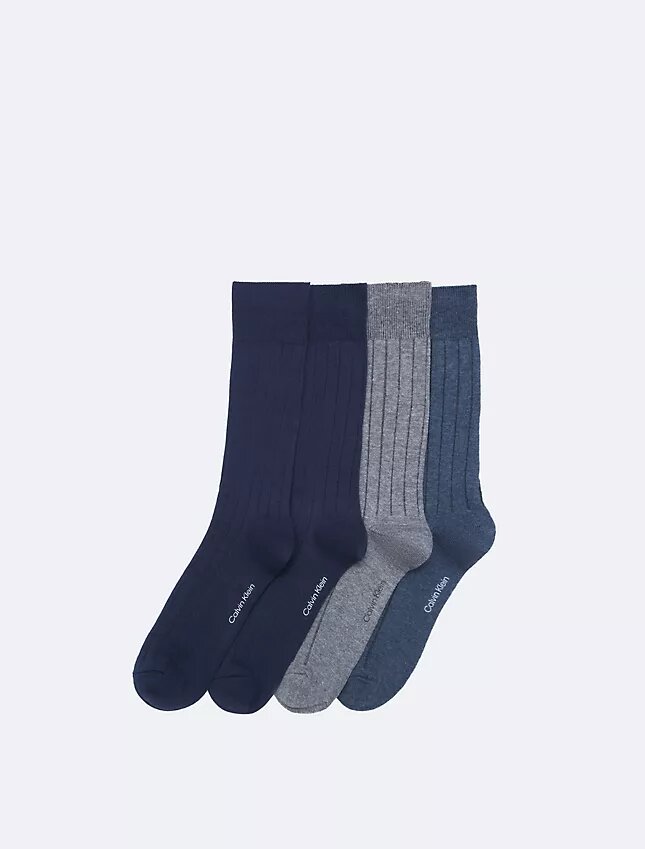 Calze eleganti con logo a coste, confezione da 4 Calze eleganti con logo a coste, confezione da 4