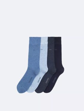 Calze eleganti con logo in maglia piatta, confezione da 4