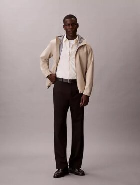 Camicia button-down a maniche corte in cotone elasticizzato a righe