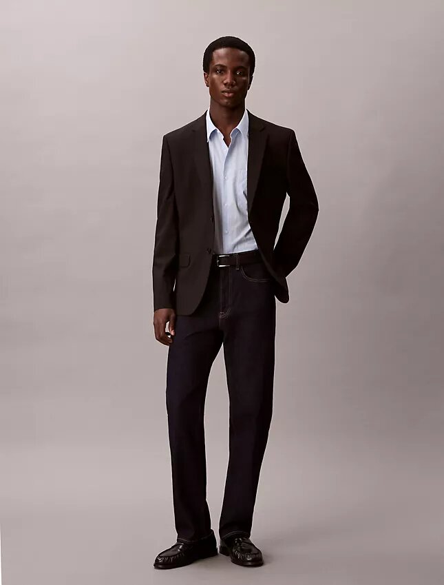 Camicia button-down a maniche corte in cotone elasticizzato a righe Camicia button-down a maniche corte in cotone elasticizzato a righe