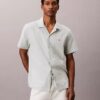 Camicia button-down a maniche corte in lino e cotone Camicia button-down a maniche corte in lino e cotone