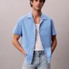 Camicia button-down a maniche corte in lino e cotone Camicia button-down a maniche corte in lino e cotone