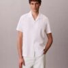 Camicia button-down a maniche corte in lino e cotone Camicia button-down a maniche corte in lino e cotone