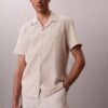 Camicia button-down a maniche corte in lino e cotone Camicia button-down a maniche corte in lino e cotone