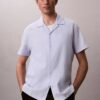 Camicia button-down a maniche corte in lino e cotone Camicia button-down a maniche corte in lino e cotone