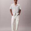 Camicia button-down a maniche corte in lino e cotone Camicia button-down a maniche corte in lino e cotone