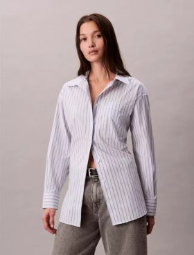 Camicia button-down a righe in popeline dal taglio morbido