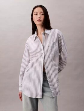 Camicia button-down a righe in popeline dal taglio morbido